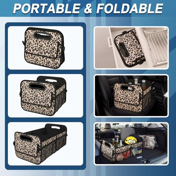 🆕Men Leopard Print Car Organizer Storage with 6 Pocket Accessoriesizer Trunk - Picture 7 of 9